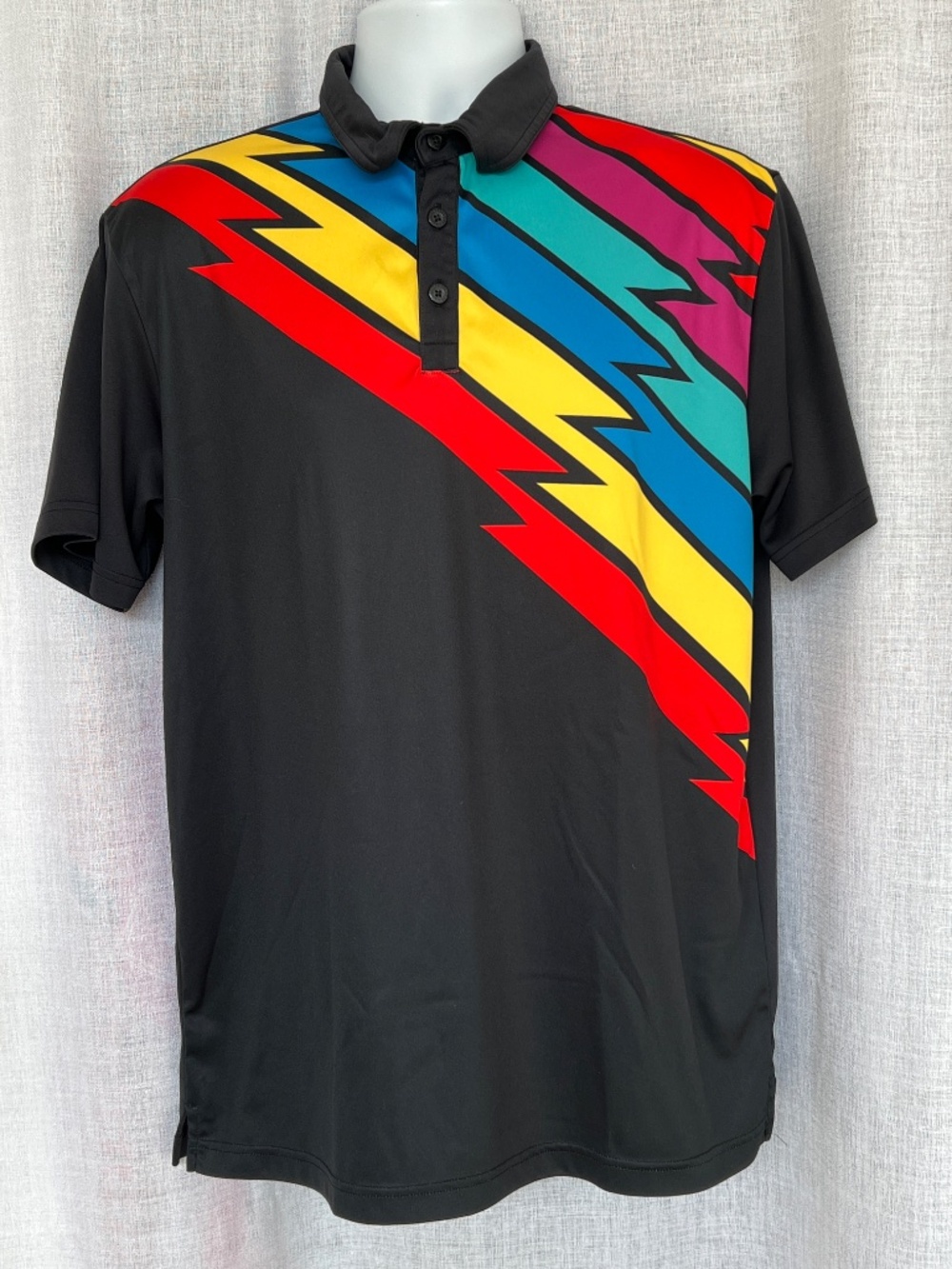 Loudmouth Polo Shirt Size M Bright Stripes Short Sleeve